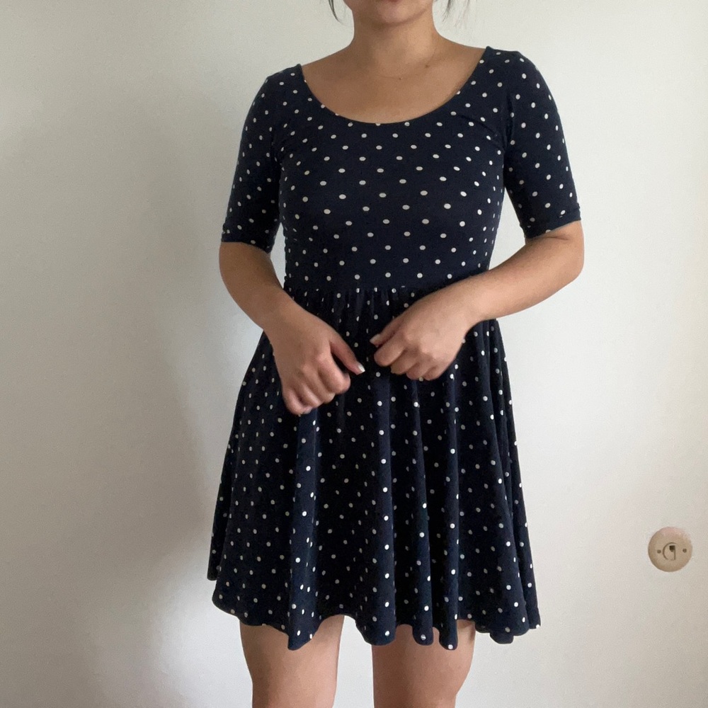 ✨Navy Polka Dot Skater Dress✨